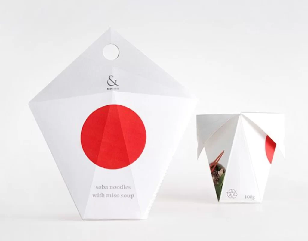 Noodles Miso Soup Minimalist Red White