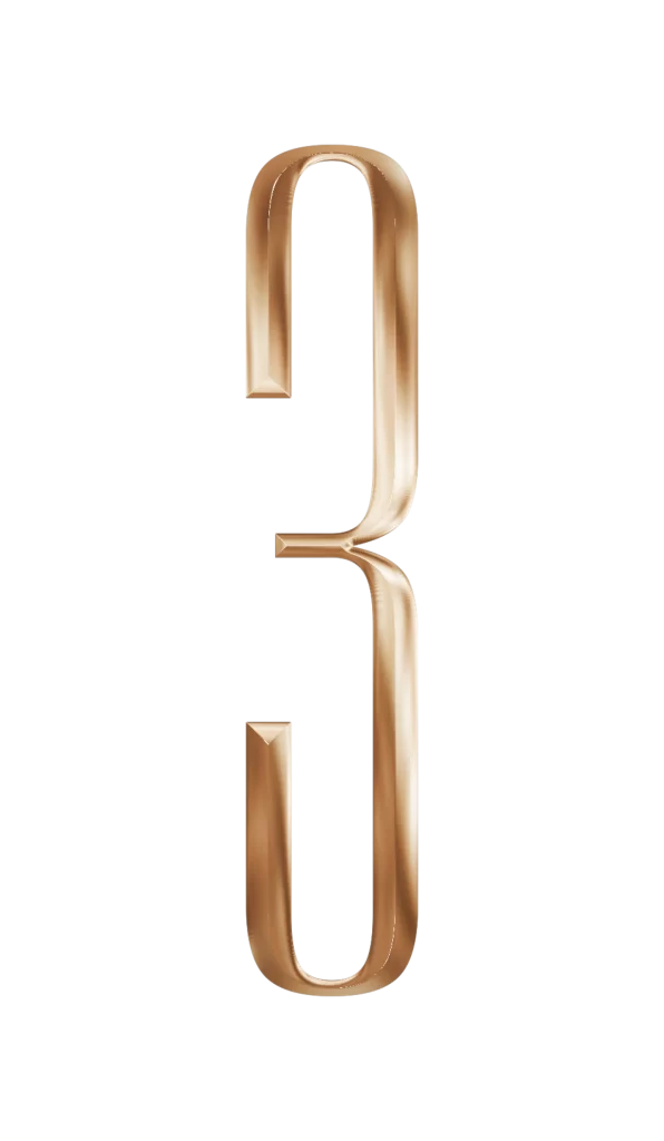 Number Three Metallic Bronze 3D Design