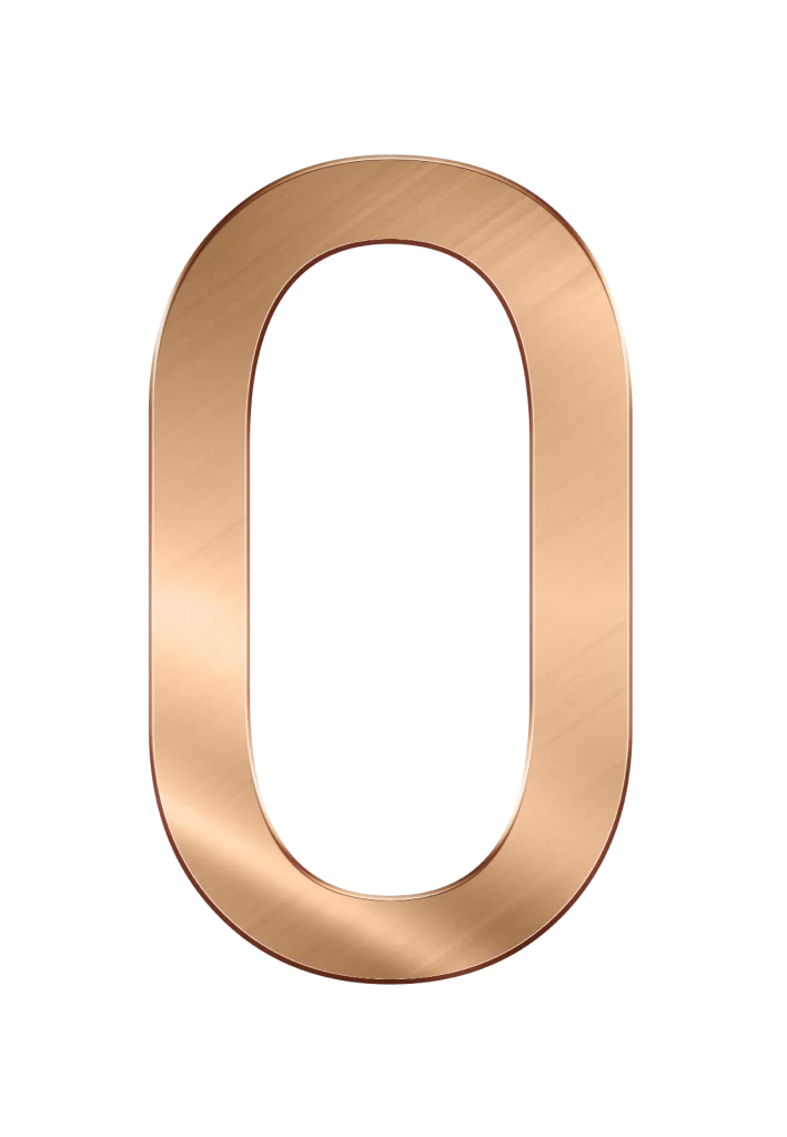 Number Zero Bronze Metal Design Typography