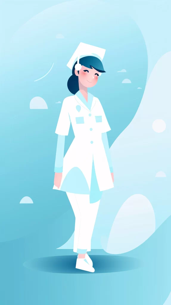 Nurse White Cap Flat Illustration Modern