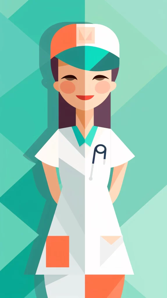 Nurse White Green Orange Stethoscope Flat Illustration