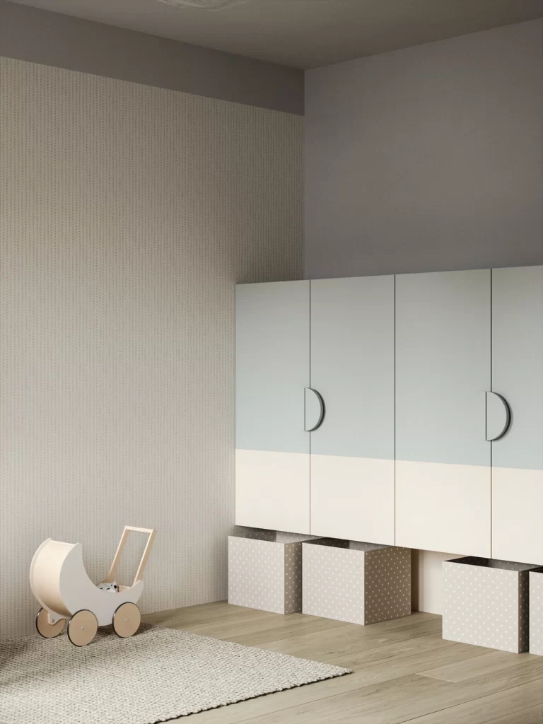 Nursery Scandinavian Soft Pastel Light Wood Storage
