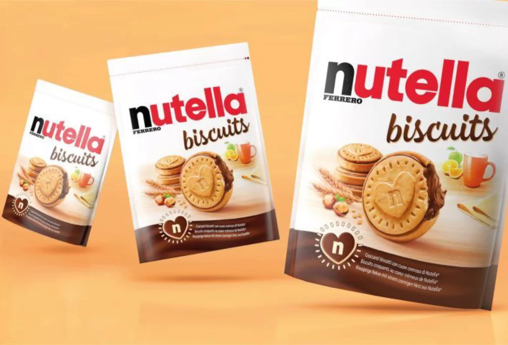 Nutella Biscuits White Red Brown Simple