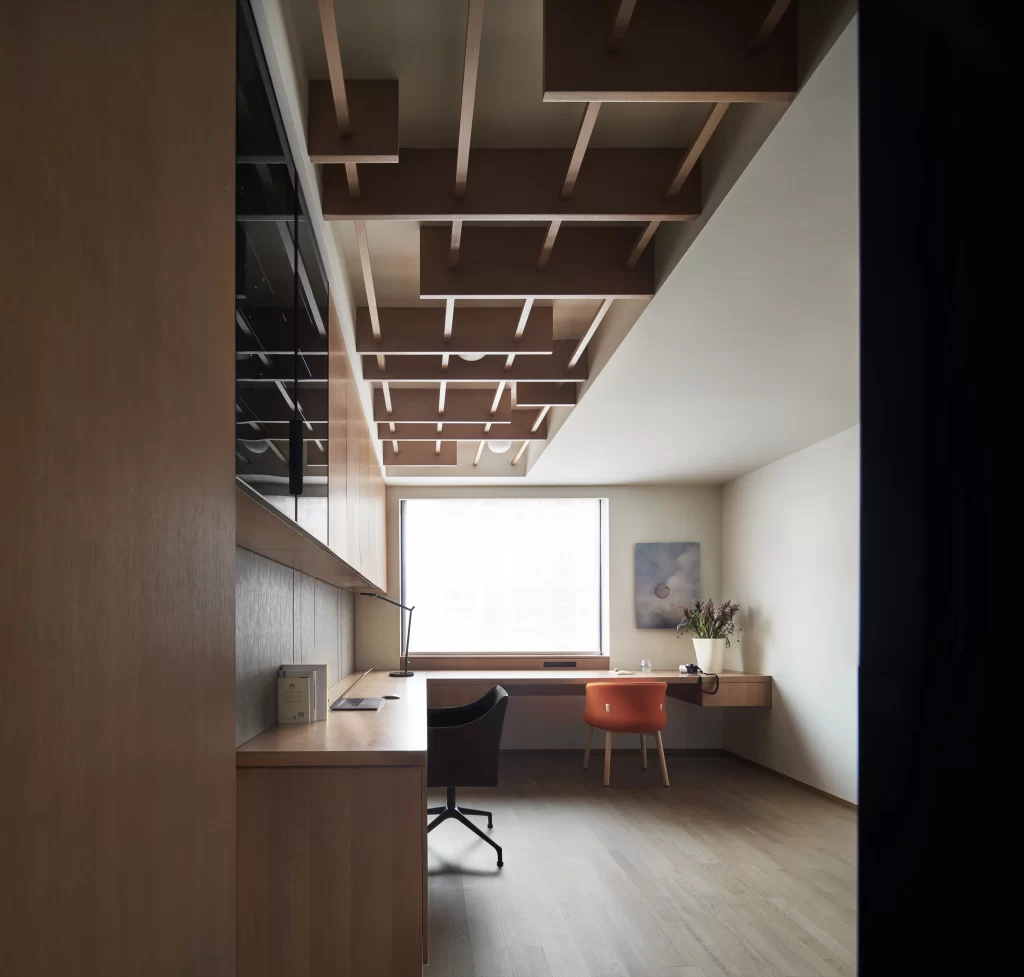 Office Modern Neutral Light Wood Open Shelving