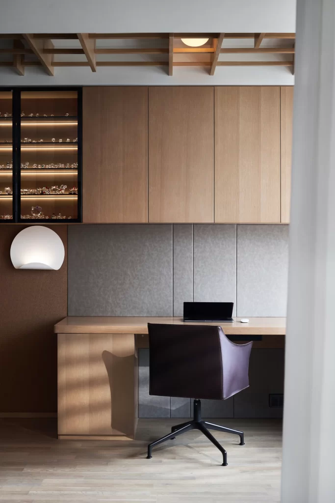 Office Space Contemporary Neutral Wood Tones Minimalist