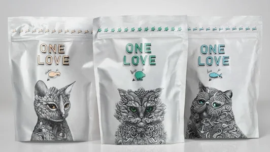 One Love Cat Food Fish Illustration White