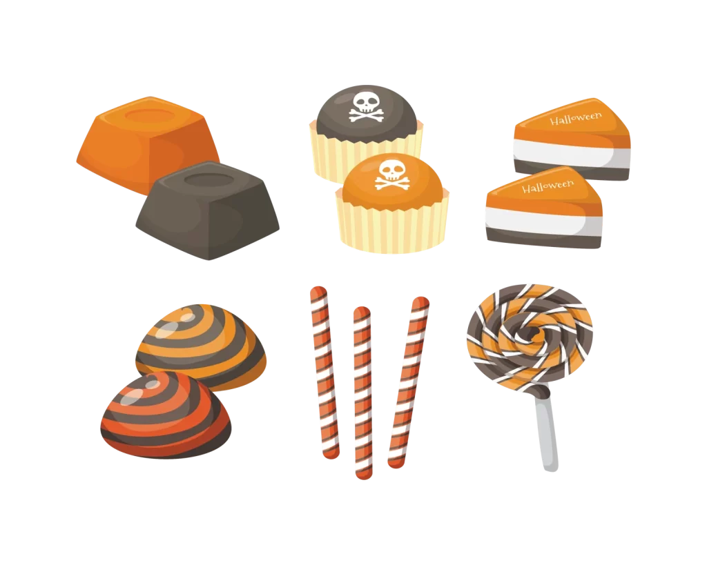 Orange Black White Halloween Skull Cupcake Lollipop Striped
