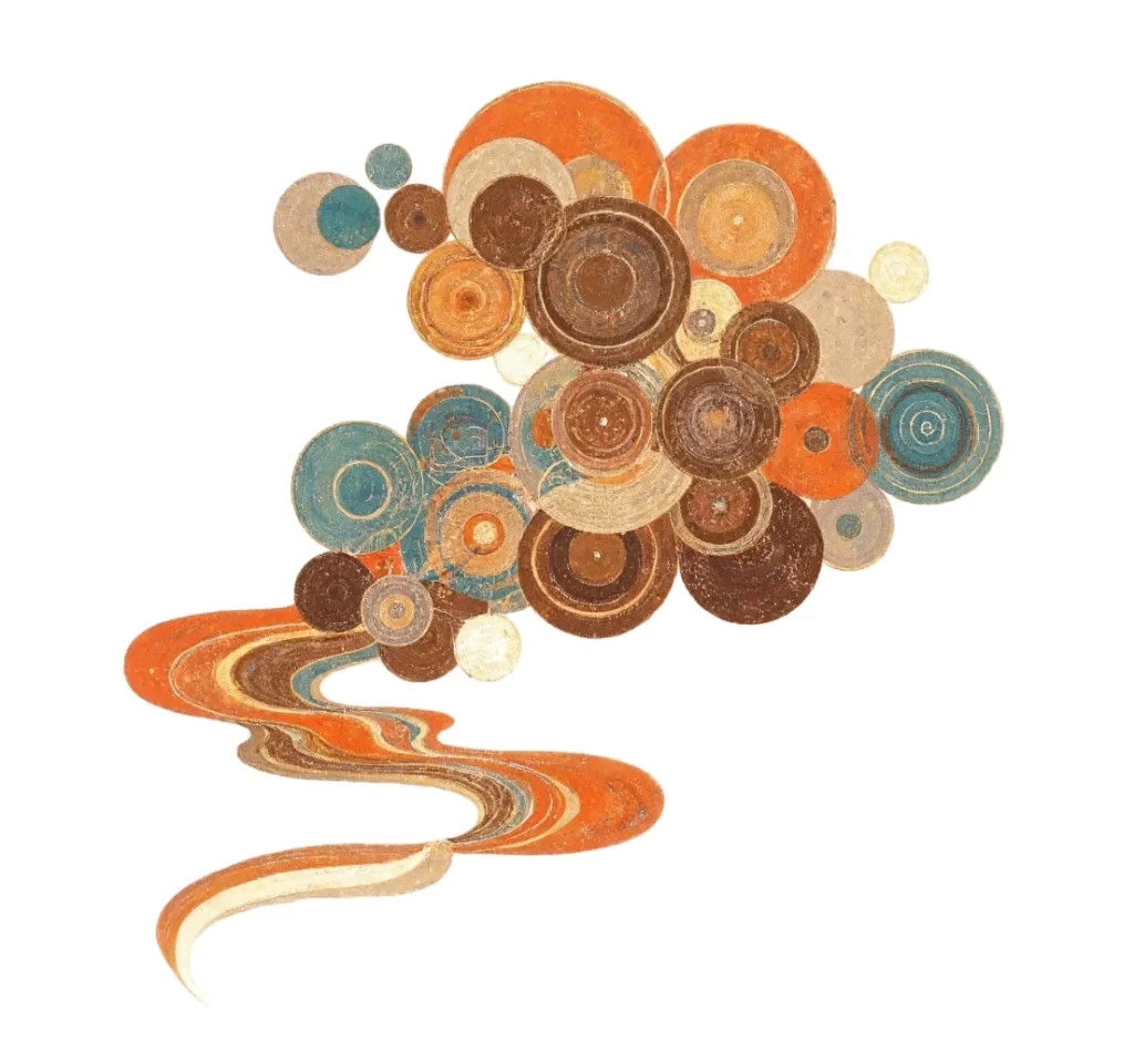 Orange Brown Circular Flowing Dunhuang Cloud