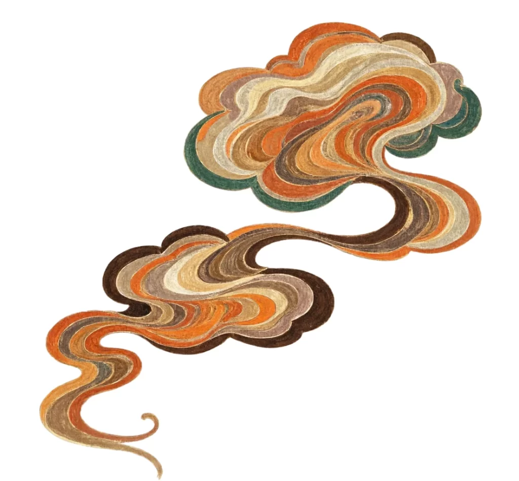 Orange Brown Cloud Flowing Dunhuang Traditional Pattern