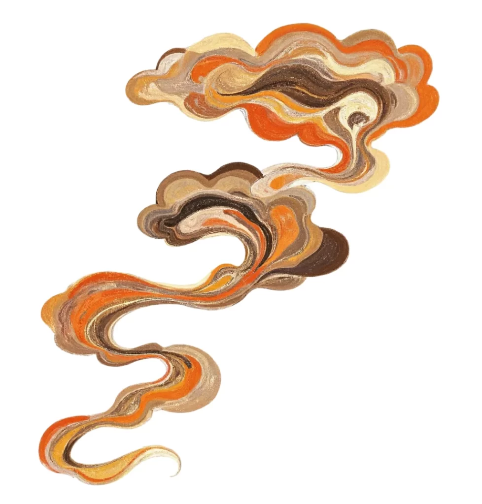 Orange Brown Cloud Flowing Dunhuang Traditional Pattern