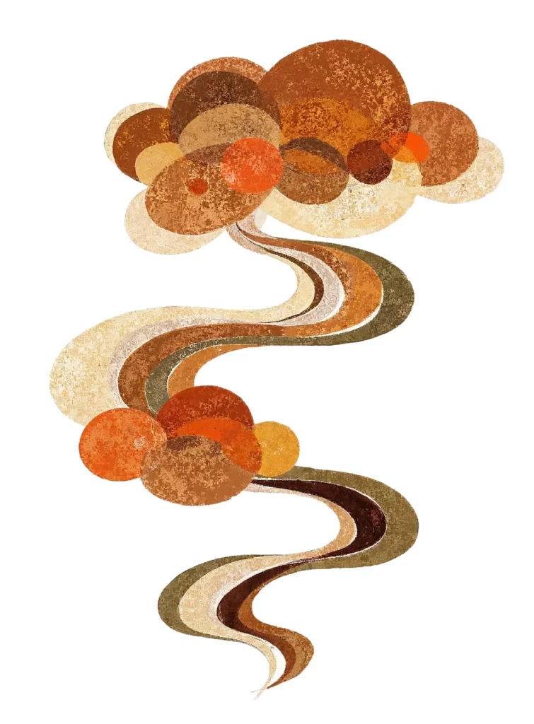 Orange Brown Cloud Spiral Dunhuang Traditional Pattern
