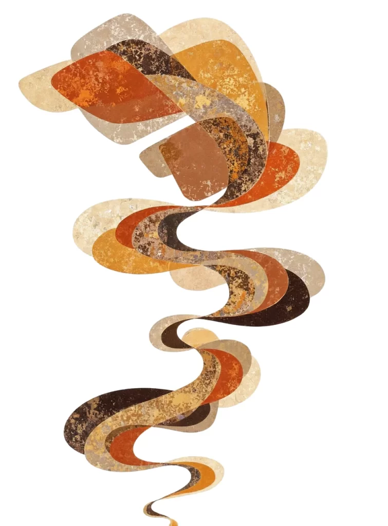 Orange Brown Cloud Swirl Dunhuang Traditional Pattern