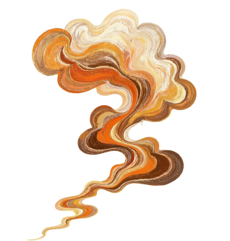 Orange Brown Flowing Curved Dunhuang Cloud Pattern