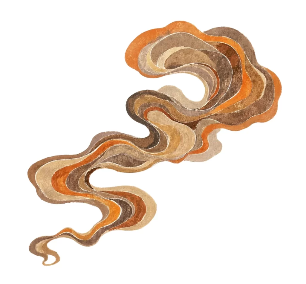 Orange Brown Wavy Flowing Dunhuang Cloud Pattern