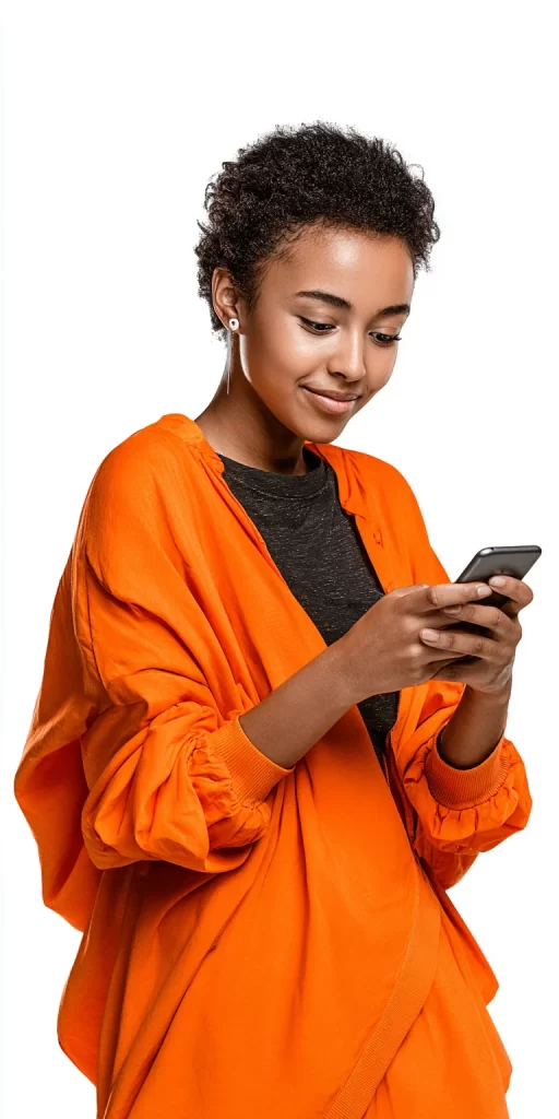 Orange Jacket Black Shirt Smartphone Earrings