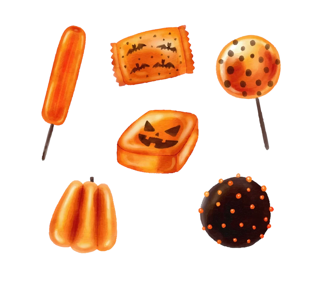 Orange Lollipop Candy Bar Polka Dots Pumpkin Jack O Lantern