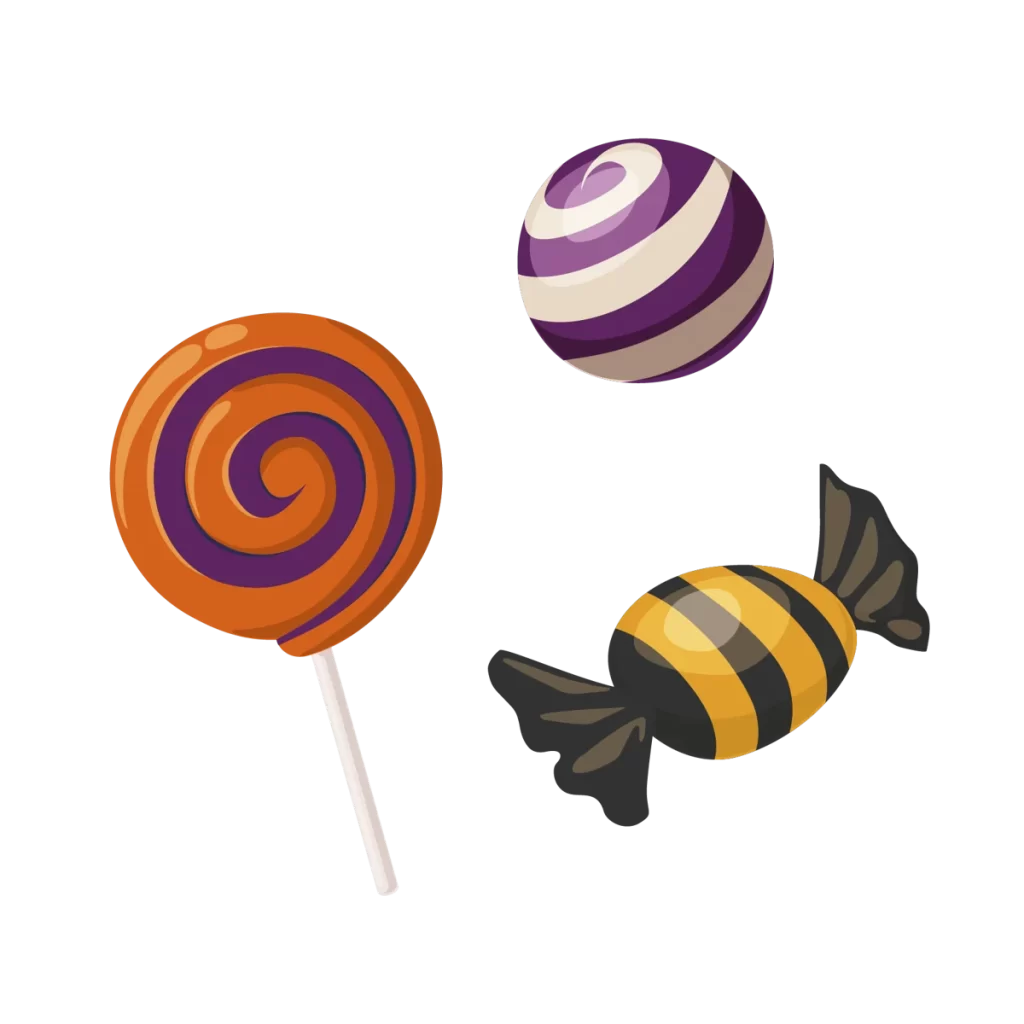 Orange Lollipop Purple Striped Halloween Candy Wrapped