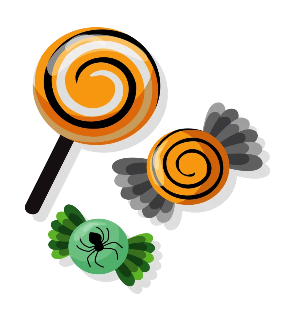 Orange Lollipop Swirl Candy Halloween Spider