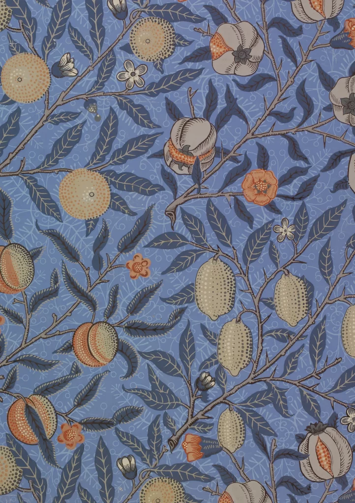 Orange Peach Vine Scroll Navy Blue Background Pattern