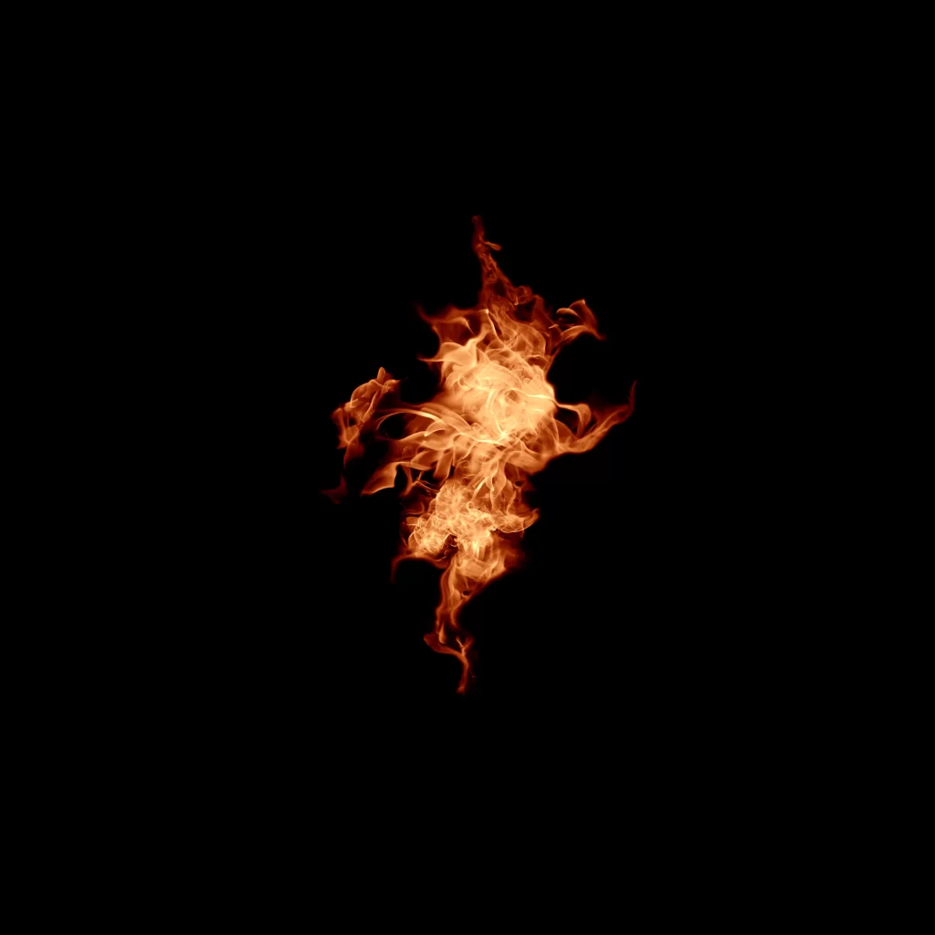 Orange Red Flame Dynamic Twisting Intense Dark Background
