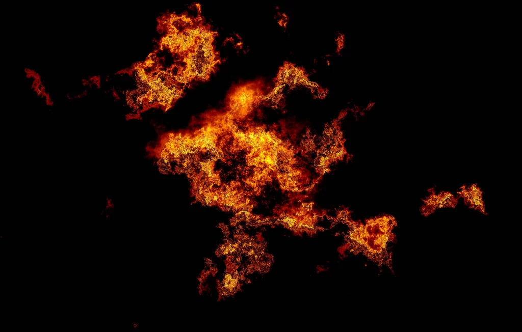 Orange Red Yellow Flame Burst Dark Background