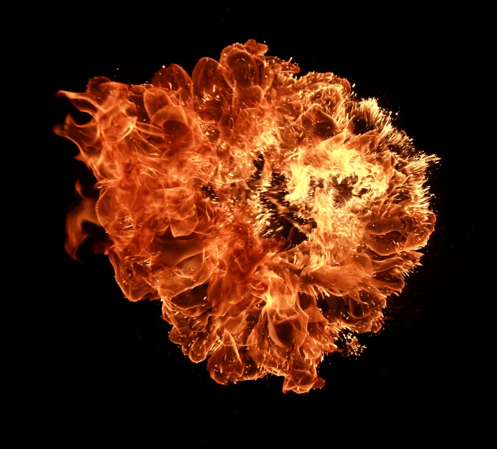Orange Red Yellow Flame Burst Dark Background