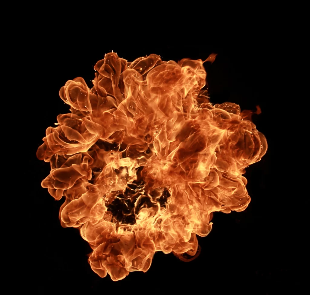 Orange Red Yellow Flame Burst Dark Background