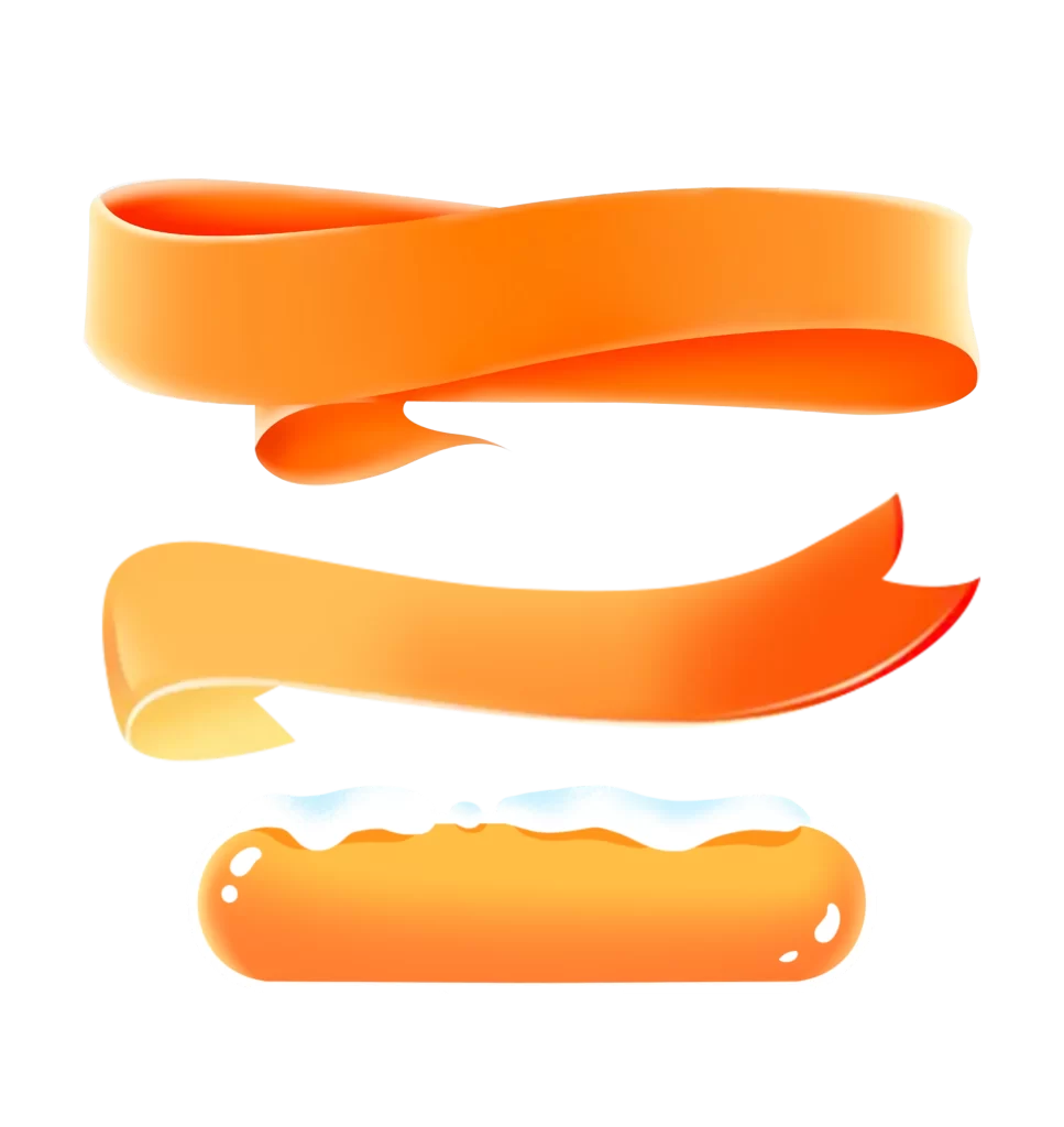 Orange Ribbons Hot Dog Illustration