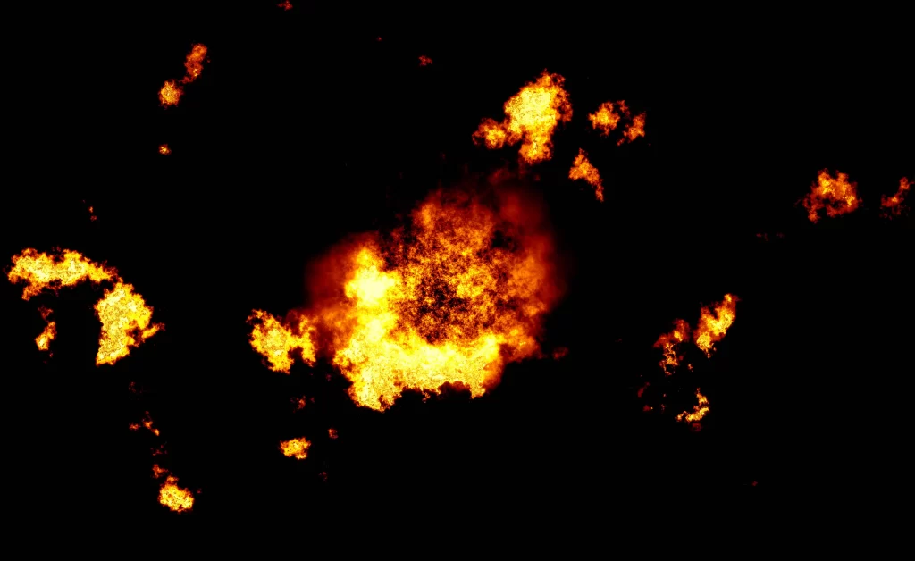 Orange Yellow Flame Burst Dark Background