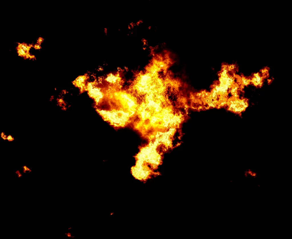 Orange Yellow Flame Burst Dark Background