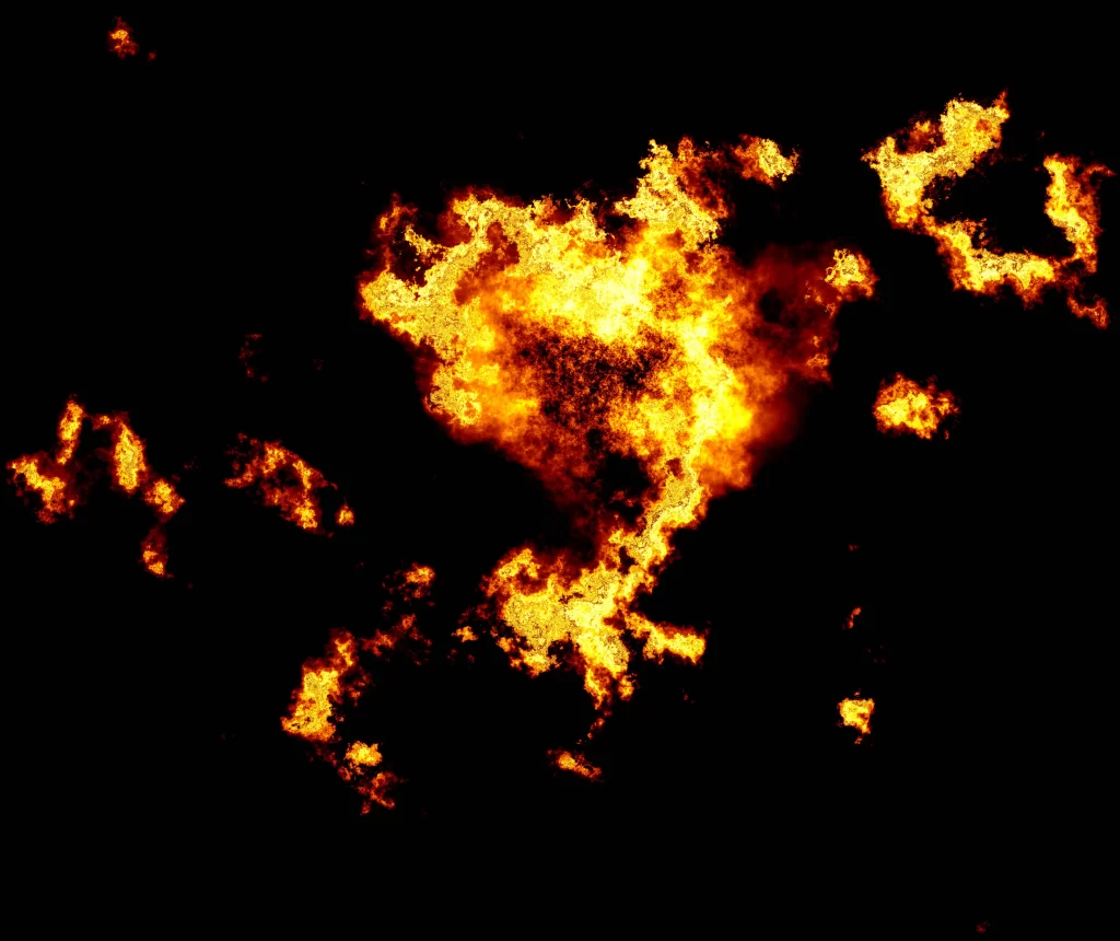 Orange Yellow Flame Burst Dark Background