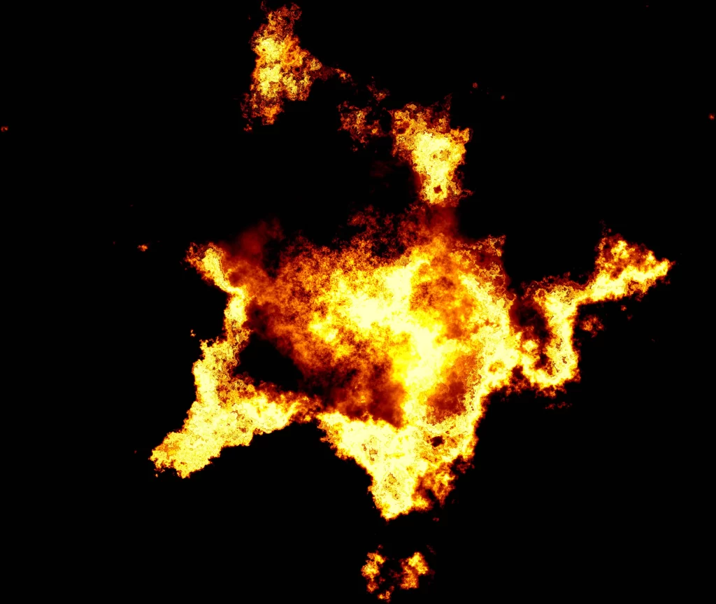 Orange Yellow Flame Burst Dark Background