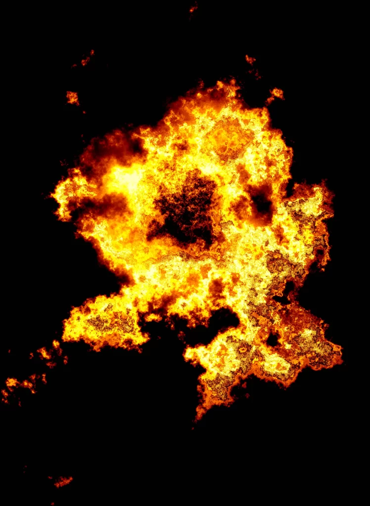 Orange Yellow Flame Burst Dark Background