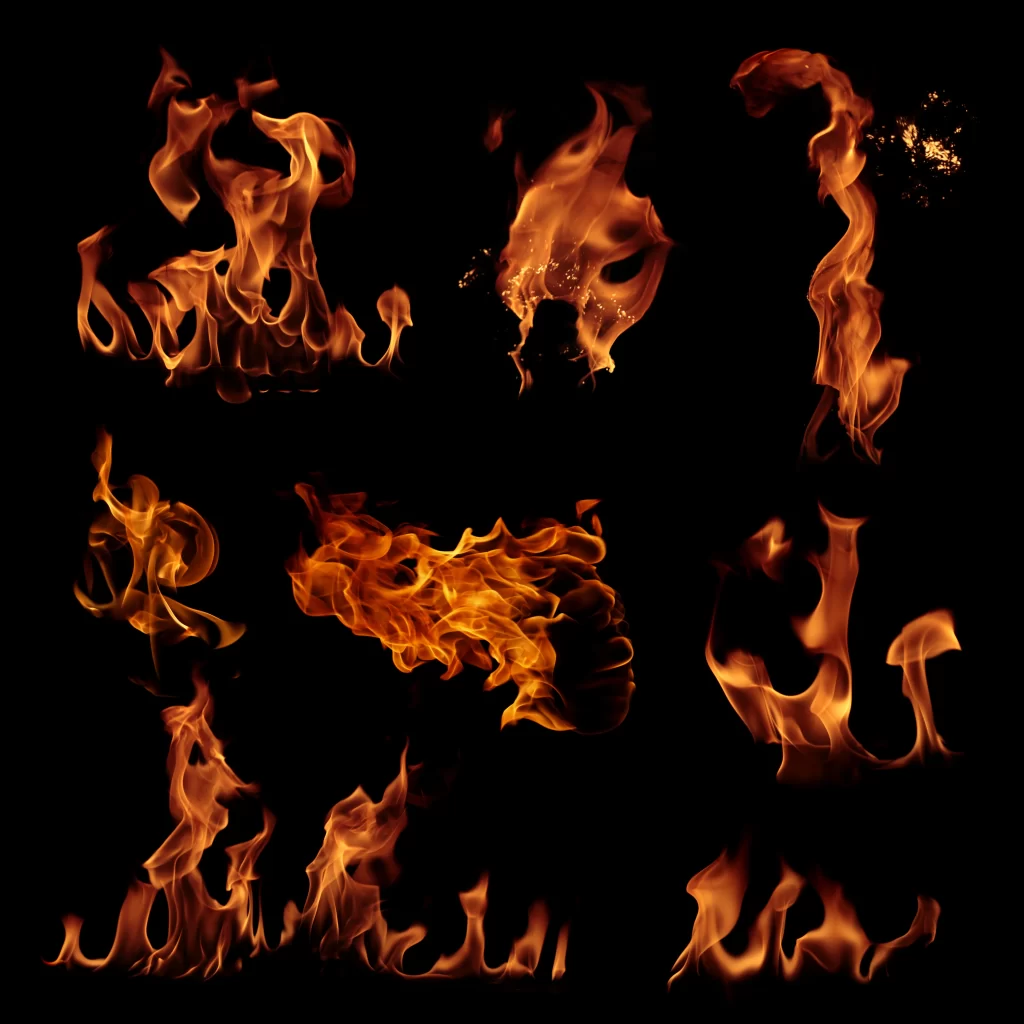 Orange Yellow Flame Curling Dynamic Intense