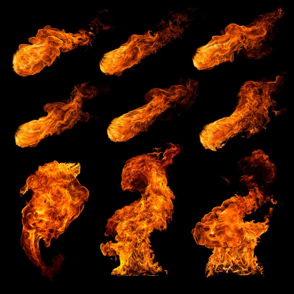 Orange Yellow Flame Dynamic Twisting Intense