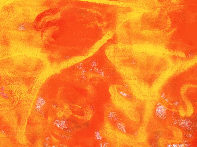 Orange Yellow Oil Painting Texture Impasto Brushstrokes Palette Knife Wash