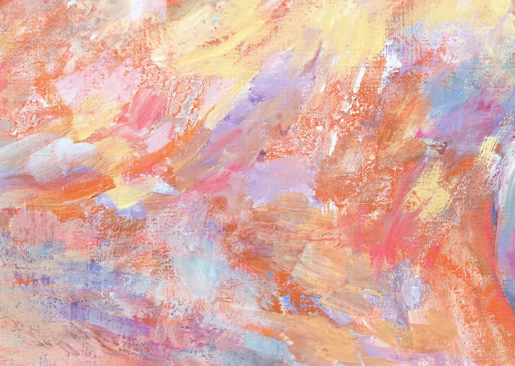 Orange Yellow Pastel Impasto Brushstrokes Textured Abstract