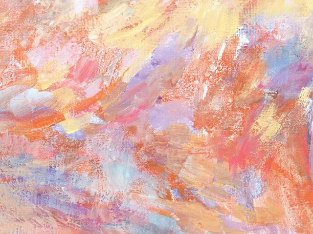 Orange Yellow Pastel PaletteKnife Textured Abstract