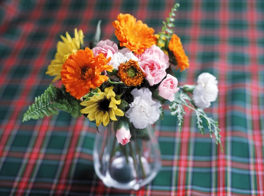 Orange Yellow Pink White Carnation Sunflower