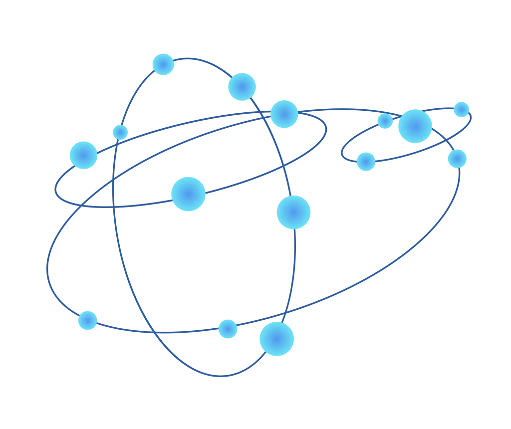 Orbiting Planets Celestial Bodies Blue Lines