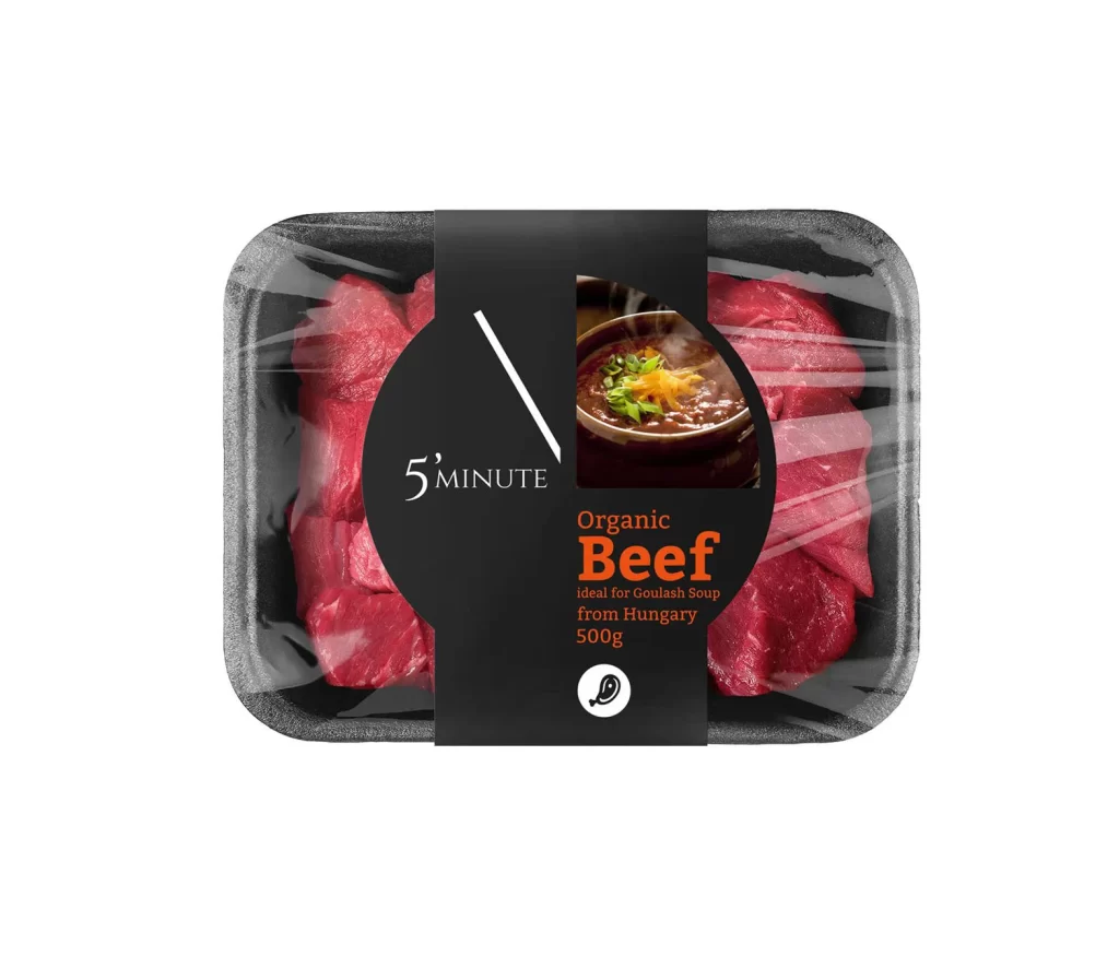 Organic Beef Hungary 500g Packaging Black Red
