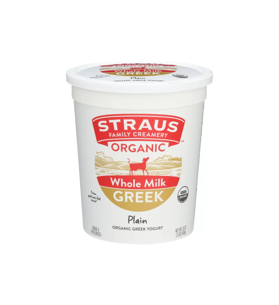 Organic Greek Yogurt Whole Milk Plain Straus Family Creamery