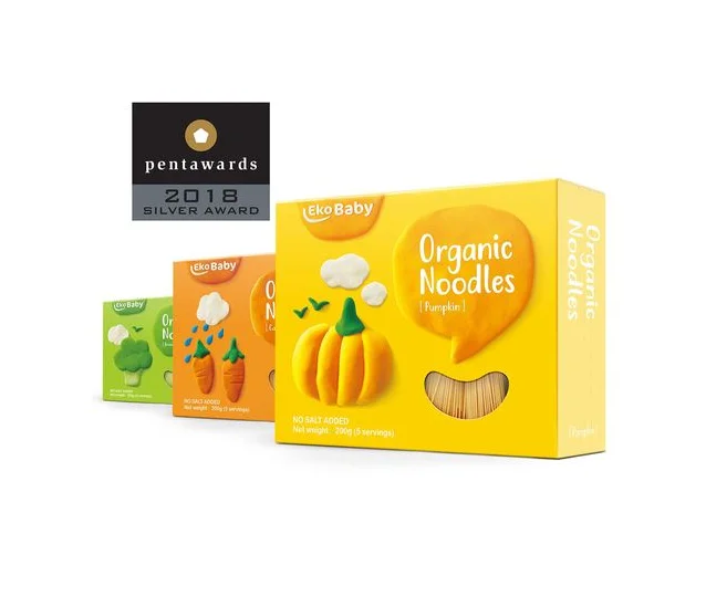 Organic Noodles Packaging Yellow Pumpkin Illustration Design