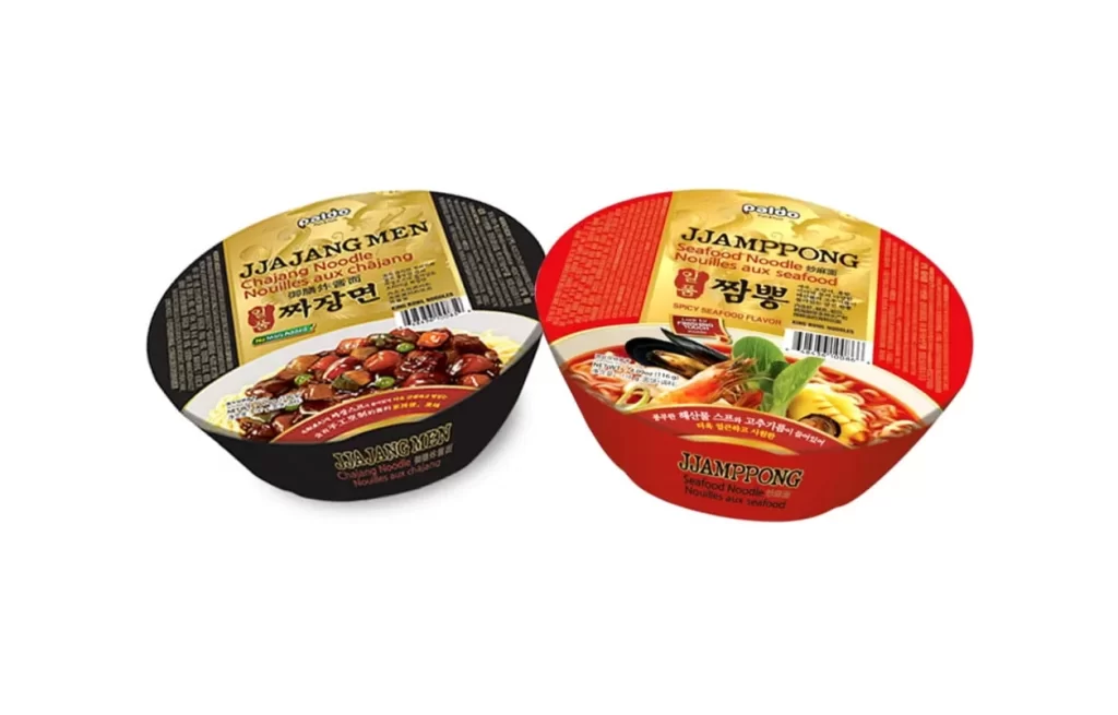 Paldo Cup Noodle Jjajangmen Jjamppong Seafood Noodle Red Black Gold