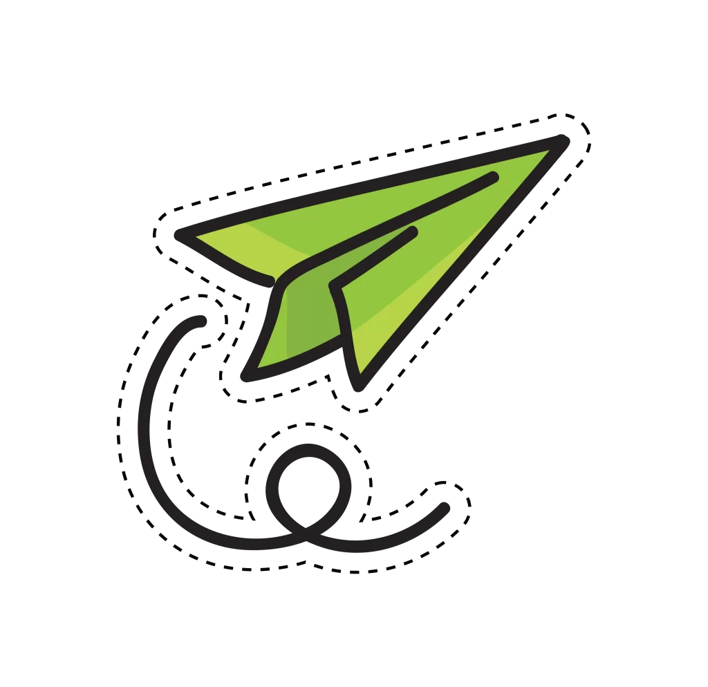 Paper Airplane Green Flight Dotted Line Illustration
