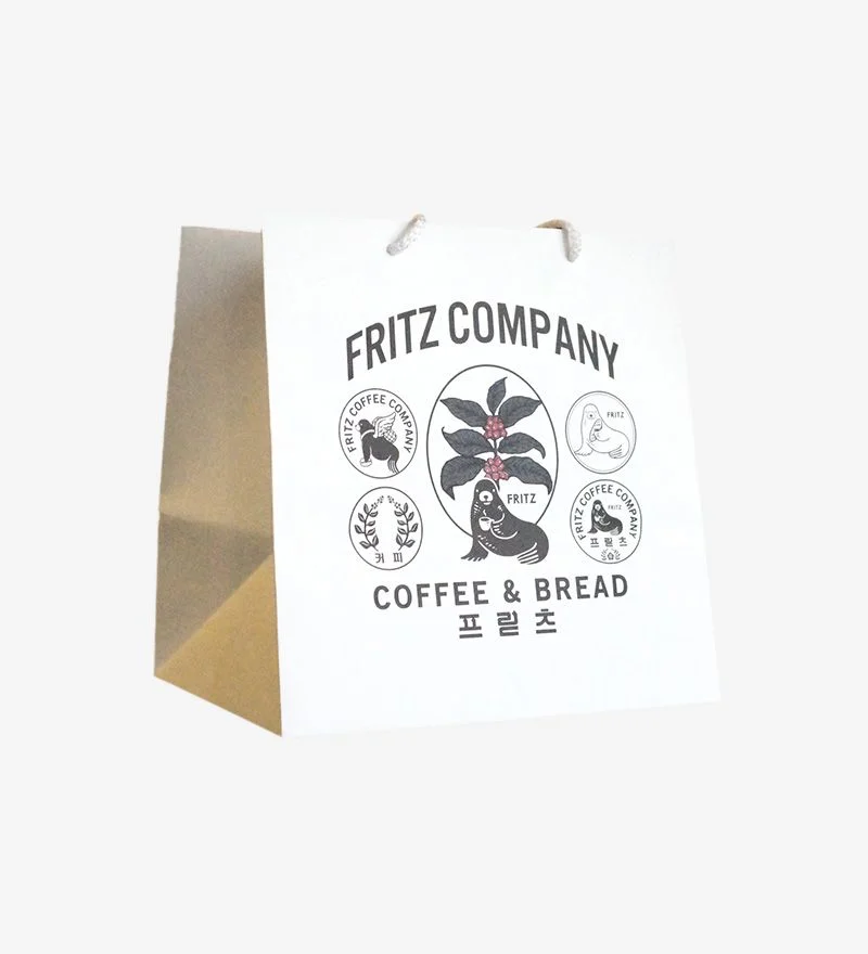 Paper Bag Coffee Bread Illustration Black White Vintage Design