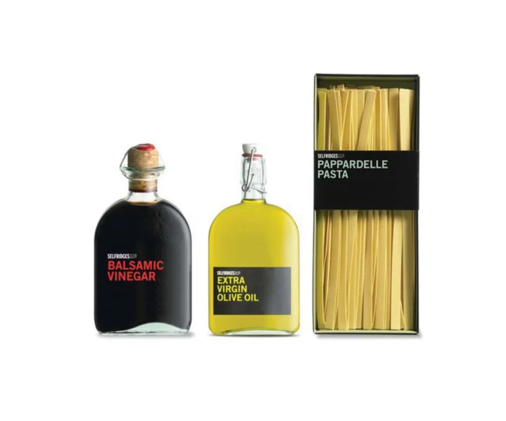 Pappardelle Pasta Olive Oil Balsamic Vinegar Black Yellow Red
