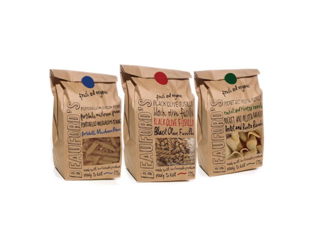Pasta Beaufords Fresh Organic Colorful Typography