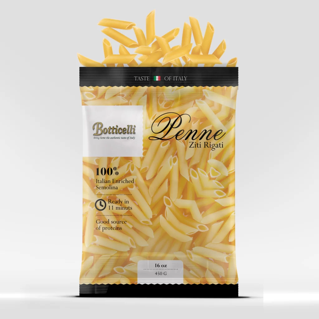 Pasta Boticelli Yellow Modern Typography Photo