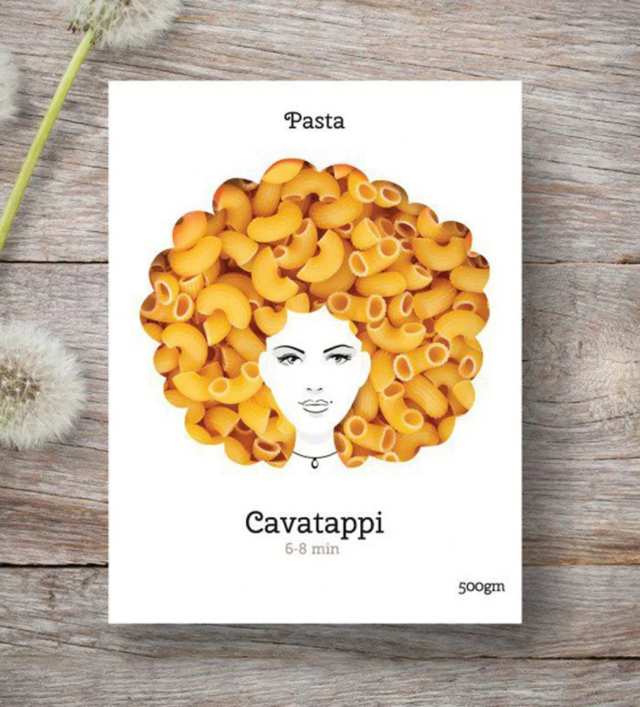 Pasta Cavatappi Yellow Modern Illustration